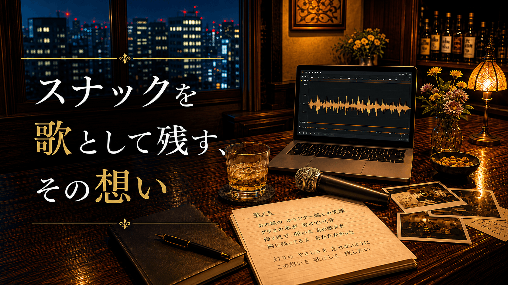 スナックの夜を歌として残す想いを表現したアイキャッチ